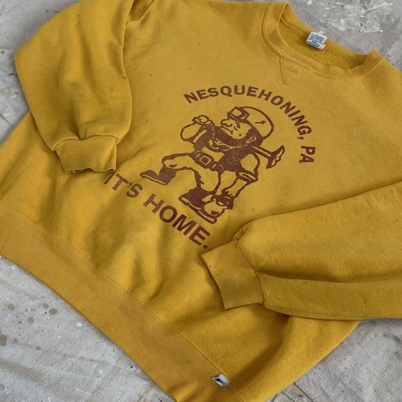Vintage Pennsylvania Mining Town Russell Distressed Crewneck Sweatshirt Mens XL - Picture 10 of 11